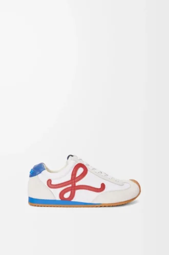 Ballet Runner 2.0 aus Nylon und Kalbsleder Weiß/Rot/Blau