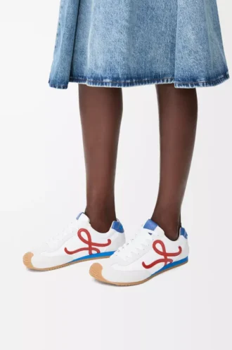Ballet Runner 2.0 aus Nylon und Kalbsleder Weiß/Rot/Blau