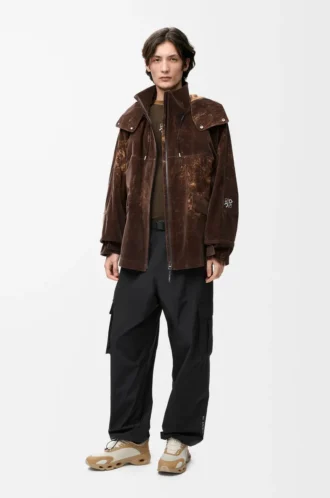 Jacke aus beflocktem Funktionsmaterial Schokoladenbraun