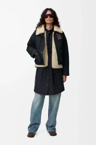 Daunenjacke aus Lammfell und Baumwollmischung Schwarz Daunenjacke aus Lammfell und Baumwollmischung Schwarz