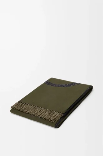 Decke aus Wolle und Kaschmir Khaki-Grün/Schwarz Decke aus Wolle und Kaschmir Khaki-Grün/Schwarz