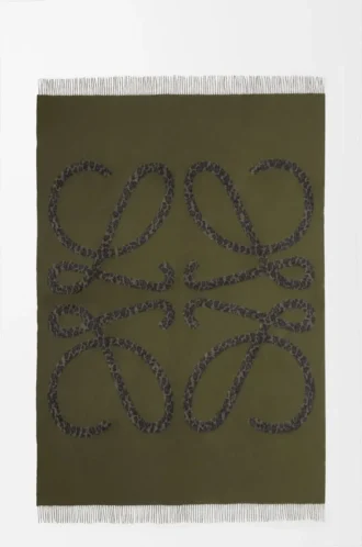 Decke aus Wolle und Kaschmir Khaki-Grün/Schwarz Decke aus Wolle und Kaschmir Khaki-Grün/Schwarz
