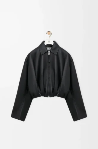 Drapierte Jacke aus Nappalammleder Schwarz
