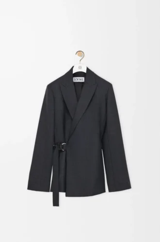 Drapierte Jacke aus Wolle in Dunkelgrau
