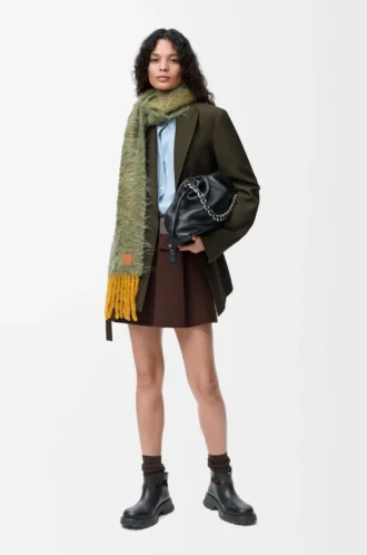 Drapierte Jacke aus Wolle in Khaki-Grün