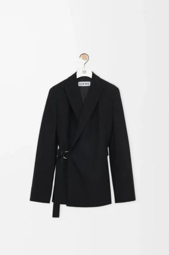 Drapierte Jacke aus Wolle Schwarz