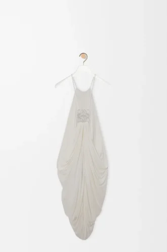 Drapiertes Kleid aus Seide Weiß