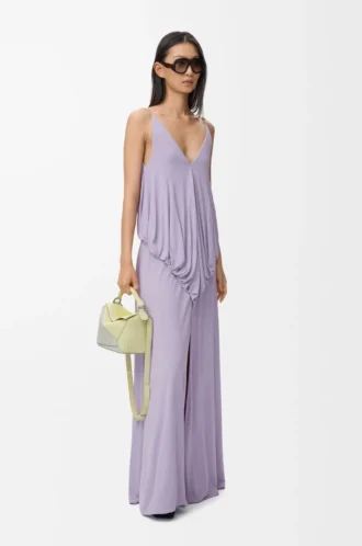 Drapiertes Kleid aus Viskose Lila