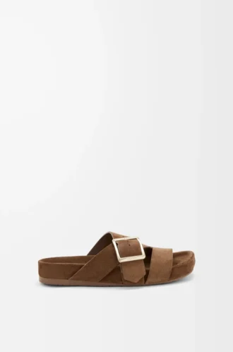 Ease Slipper mit Schnalle aus Wildleder Braun