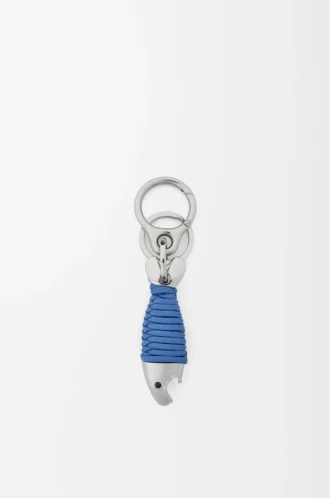 Fisch-Schlüsselanhänger mit Flaschenöffner Silber/Seaside Blue