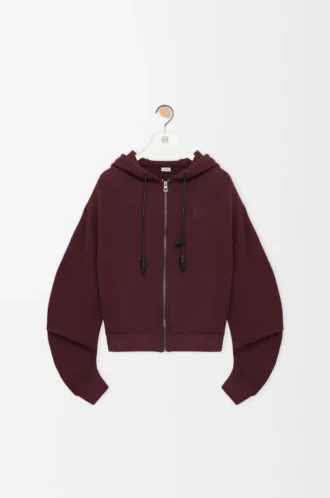 Flamenco-Hoodie aus Baumwolle und Kaschmir Dunkelburgunder