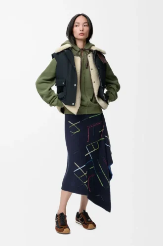Flamenco-Hoodie aus Baumwolle und Kaschmir Khaki-Grün