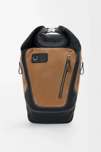 Flex Rolltop-Rucksack aus Canvas und Wildleder Schwarz/Dunkelgold