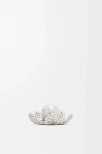Flower Hat Anhänger aus Sterlingsilber und Kristallen Silber/Weiß
