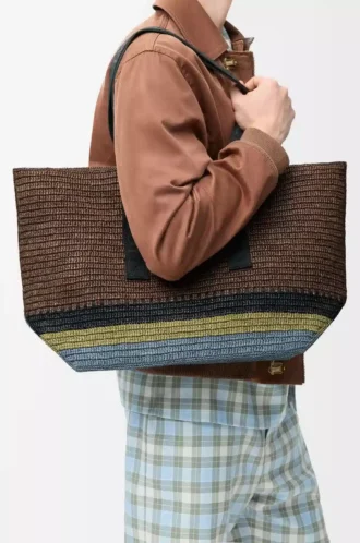 Fold Shopper aus Raffia Braun/Mehrfarbig