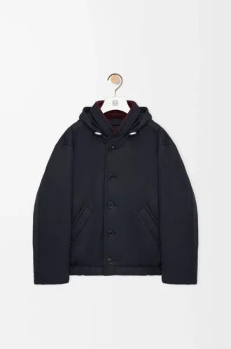 Gesteppte Jacke aus technischem Baumwollstoff Navy Blue Gesteppte Jacke aus technischem Baumwollstoff Navy Blue