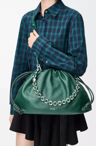 Große Flamenco-Handtasche aus Hirschleder Evergreen