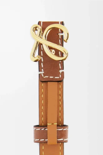 Gürtel aus glattem Kalbsleder Tan/Gold