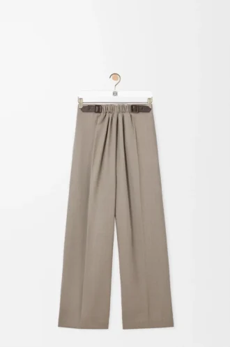 Gürtelhose aus Wolle Beige Melange