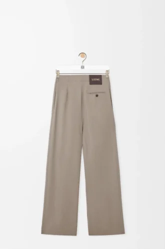 Gürtelhose aus Wolle Beige Melange