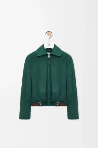 Gürteljacke aus Ziegenwildleder Grün