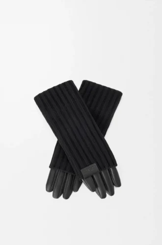 Handschuhe aus Kaschmir und Nappalammleder Schwarz