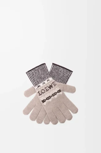 Handschuhe aus Wollmischung Beige/Mehrfarbig