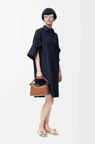 Hemdkleid aus Baumwolle in Marineblau