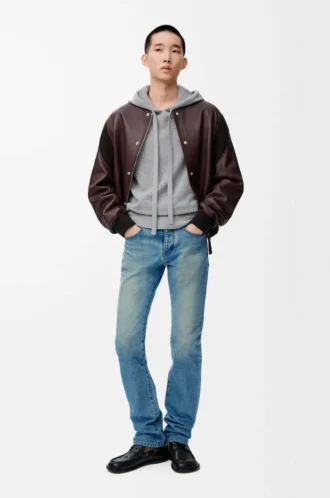 Hoodie aus Wolle in Hellgrau meliert