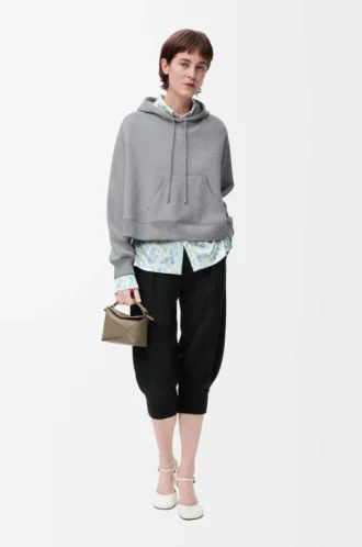 Hoodie in Trapezform aus Baumwollmischung Grau meliert