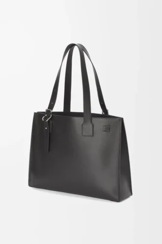 Horizontale Tasche mit Schnallenverschluss aus klassischem Kalbsleder Schwarz