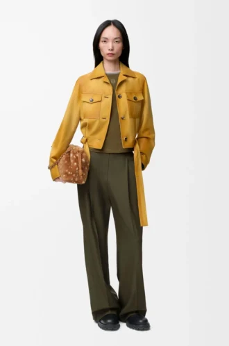 Hose aus Wolle in Khaki-Grün