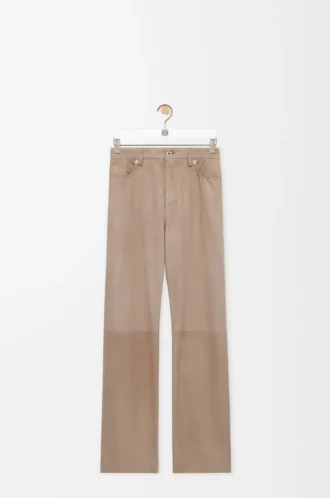 Hose aus Ziegenwildleder in Dunkelbeige