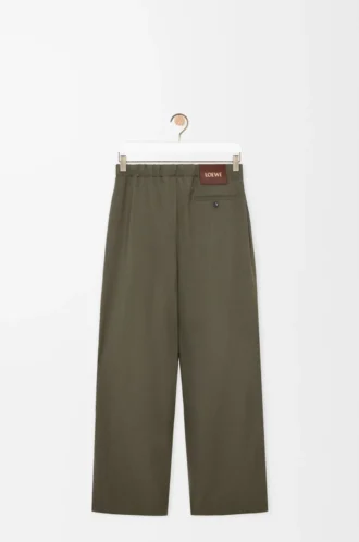 Hose mit Kordelzug aus Wolle in Khaki-Grün