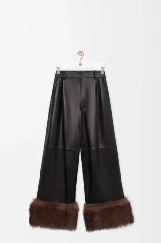 Hose mit Umschlag aus Nappa-Lammleder Schwarz