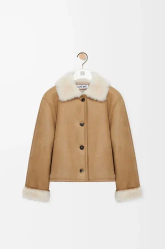 Jacke aus Lammfell in Camel