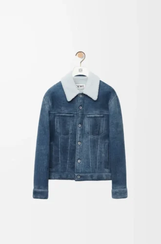 Jacke aus Lammfell Weiß/Indigoblau