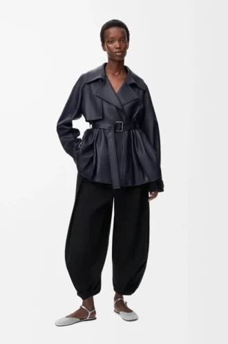 Jacke aus Nappalammleder in Marineblau