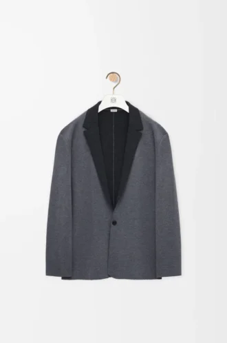 Jacke aus Wolle in Grau meliert