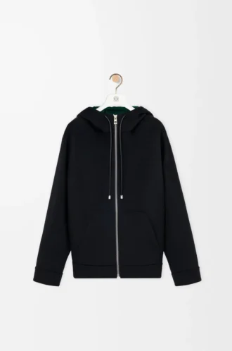 Kapuzenjacke aus Wolle und Kaschmir Schwarz/Grün