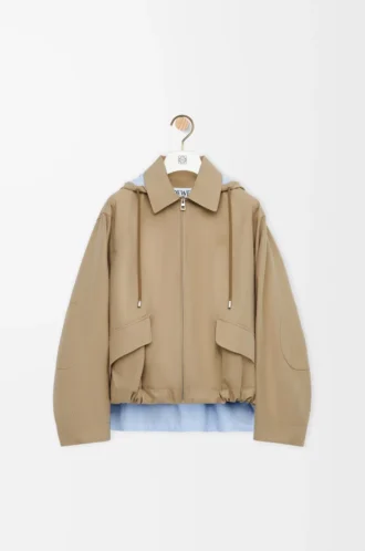Kapuzenparka aus Baumwolle in Beige