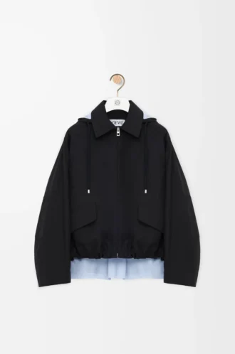 Kapuzenparka aus Baumwolle Schwarz