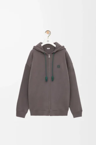 Kapuzenpullover mit Reißverschluss aus Baumwolle Dunkelgrau