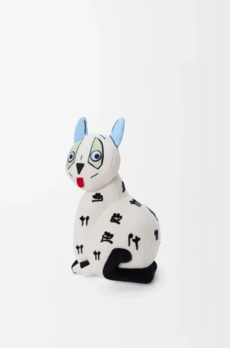 Katzen-Stofftier aus Baumwollsamt, Soft White