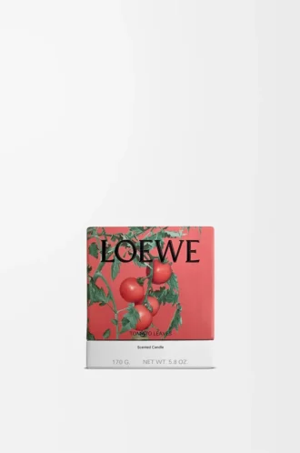 Kleine Kerze mit Tomatenblättern, rot