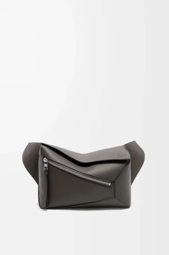 Kleine Puzzle Edge Gürteltasche aus klassischem Kalbsleder in Dunkelgrau