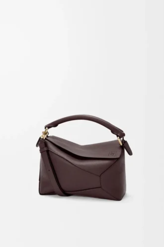 Kleine Puzzle Edge Tasche aus weichem genarbtem Kalbsleder in Dark Chestnut