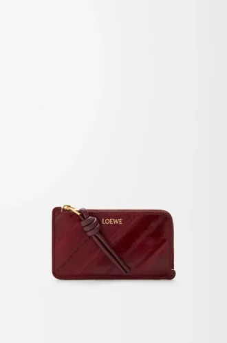 Knot-Münzkartenetui aus Aal Dark Burgundy