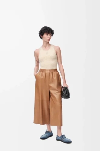 Kurze Hose aus Nappalammleder Toffee