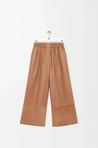 Kurze Hose aus Nappalammleder und Ziegenveloursleder Toffee